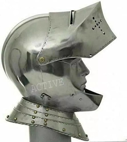 Christmas Medieval LARP Knight Replica Engraved Warrior Helme Close Armor Silver - Picture 9 of 10