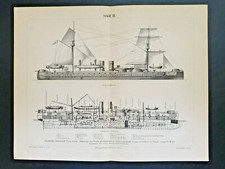 👍 1887 QING CHINA BEIYANG DINGYUAN BATTLESHIP BLUEPRINT FROM GERMANY 大清定远号蓝图