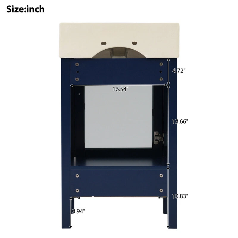 Mueble tocador de baño compacto de madera de 20" con combo de fregadero con puerta y cajón Foto 4 de 4