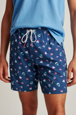 Bonobos Riviera Recycled Swim Trunks Men's Shorts Navy Sketch Printed S 269603