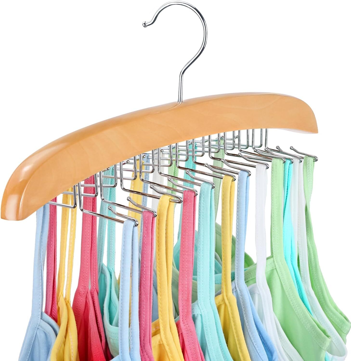 Tank Top Hanger with Premium Wood, 24 Large Capacity, 15.8 x 7.1 x 0.8, Wood-image