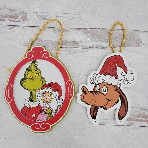 Dr. Seuss " The Grinch, Cindy Lou & Max the Dog" Frame Christmas Ornaments