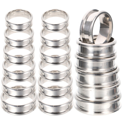 18pc Ring Blanks Grooved Plain Finger Ring Stainless Ring Jewelry