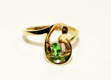 Natural Tsavorite Garnet Ring 10K Solid Gold .29ct Solitaire Ring Gemstone Ring