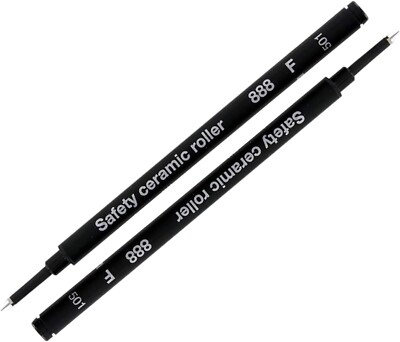 Schmidt German Roller Pen Black Refill Safety Ceramic Roller 888 F (2 Pieces)