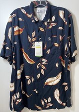 Original Penguin Ecovero Leaf Print Button Up Shirt Men s M Dark Sapphire
