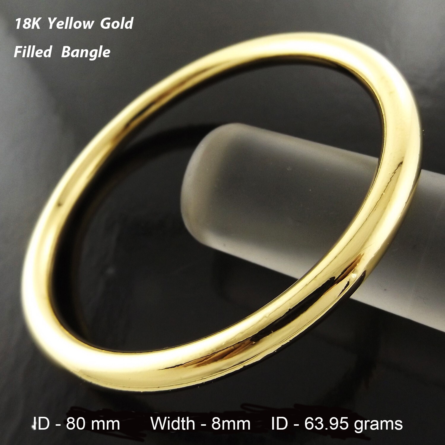 18KGF Yellow Gold Filled Solid Bangle Bracelet 6mm Size 80mm-image
