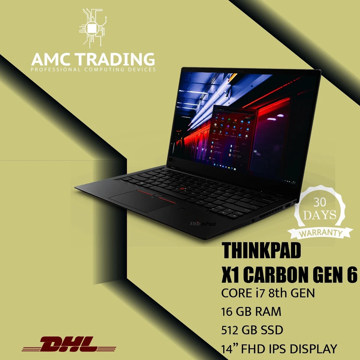 Lenovo ThinkPad X1 Carbon 14'' (512 GB, 16GB, Intel Core i7, 8th Gen., )FAST DHL