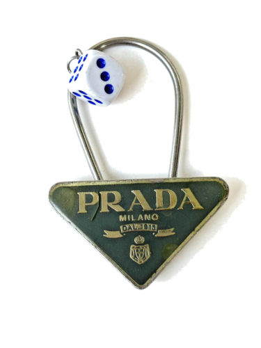 Authentic PRADA Vintage Logo Triangle Metal Key Ring - Picture 1 of 12