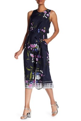 floral detail chiffon jumpsuit vince camuto