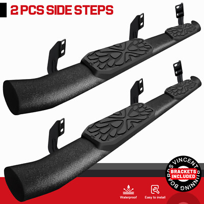 FOR 05-25 NISSAN Frontier Crew Cab Side Step Curved Running Board Nerf Bar BLK