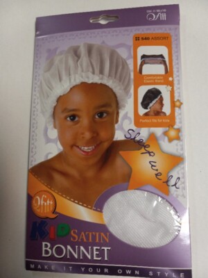 Satin Bonnet for Kids- QFITT #540 WHITE ORDER BY 10 AM !!!