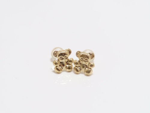14K Yellow Gold Teddy Bear Earring - Picture 2 of 7