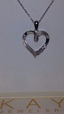 *AWESOME* Kay Jewelers Sterling Silver 3 Diamond Heart Shaped Necklace (18 Inch)