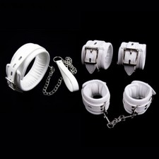 Leather Handcuffs Ankle Cuffs Wrist Restraints Head Hood Roleplay Spanking Whip