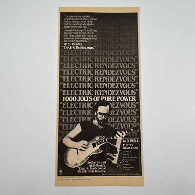 Al Di Meola Electric Rendezvous 1982 Vtg Promo Print Ad 6''x12.5'' AD ONLY