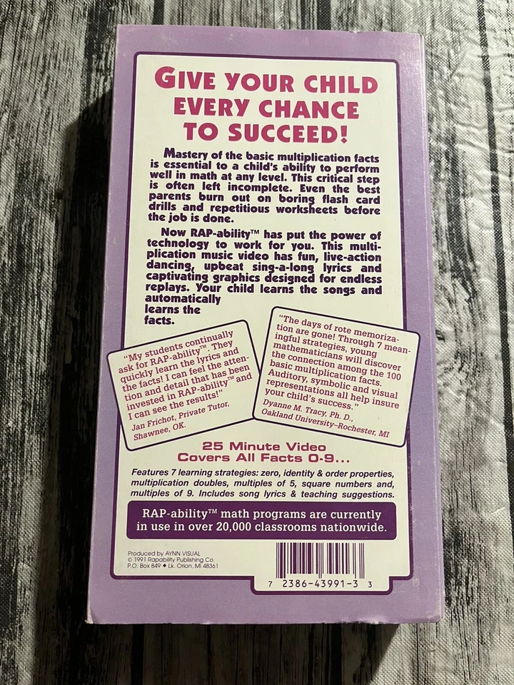 Hip Hop Multiplication Music Video Learn Math By  VHS RARE W/ Lyrics Tested - Image 3 of 4