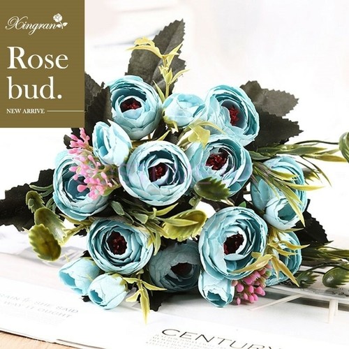 2 Bouquet Artificial BlueRose 8 Heads 5 Branches Wedding Home Party Decoration - Picture 2 of 9