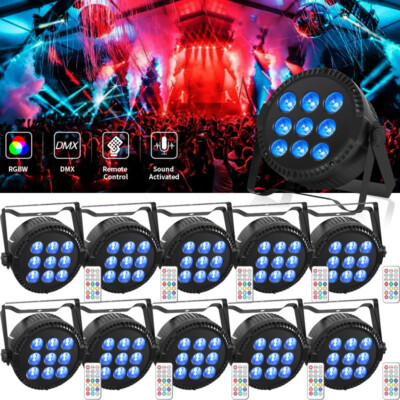 U`King 90W RGBW 9 LED Flat PAR Bühnenbeleuchtung DMX DJ Party Disco Show Remote
