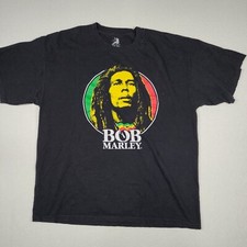 Zion Rootswear Men's S/S Bob Marley Graphic Print T-Shirt Black Size XL