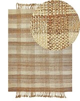 Teppich Jute NatüRlich Beige 140 X 200 Cm Fransen Geometrisches Muster Berissa