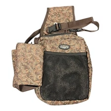 Tough1 Printed Saddle Bag - Brown - Heavy Nylon with Zippered Pockets