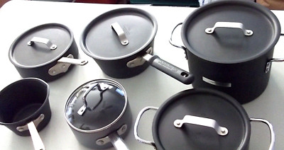 CALPHALON Nonstick HARD ANODIZED ALUMINUM 11-Piece Gray COOKWARE Set & Lids