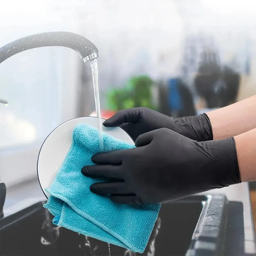 30 PCS Disposable Black Nitrile Gloves Latex Free Waterproof Durable Suita