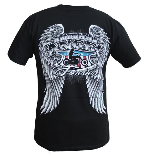 AMERICAN ANGEL FOREVER GIRL ON BIKE BLACK TEE SHIRT ALL SIZES T-SHIRT - TH1 - Afbeelding 1 van 2