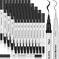 50 Pcs Black Drawing Pens Bulk Dual Brush Fineliners Pens Felt Tip Markers fo...