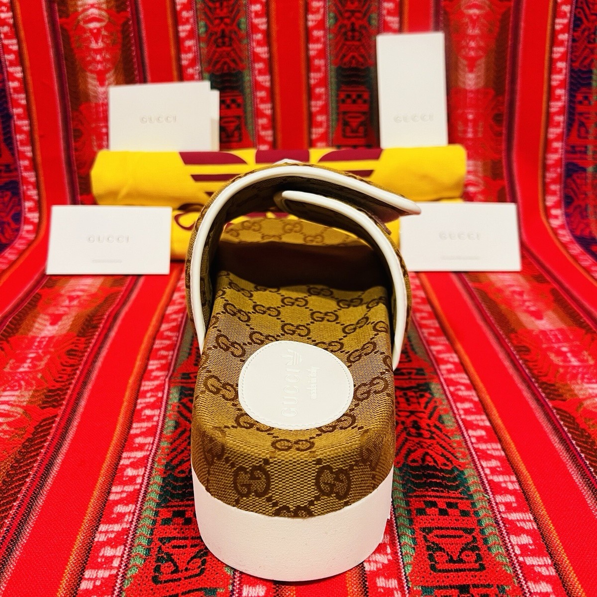 Gucci Slides GG Monogram X Adidas US Men Size 8/8.5 IE2276