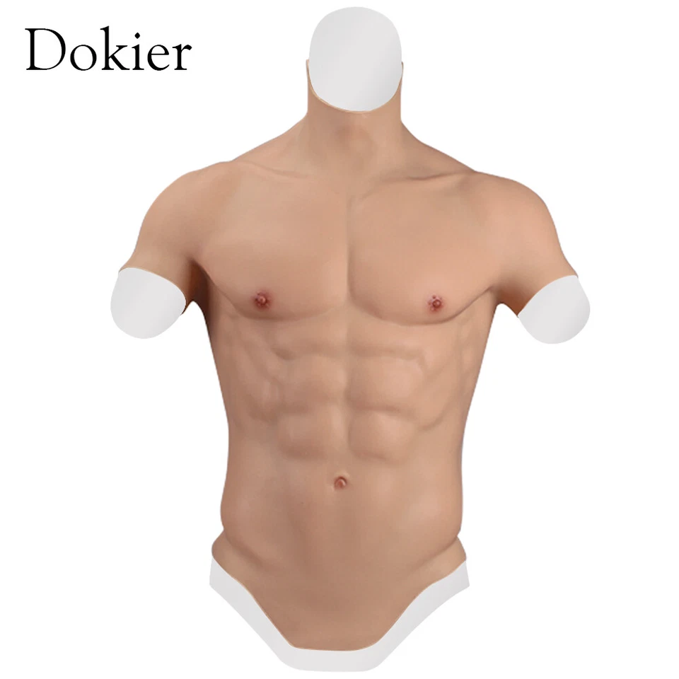 Dokier Realistic Silicone Fake Male Chest Abdominal Muscle Simulation Vest Suit - Image 2 of 4