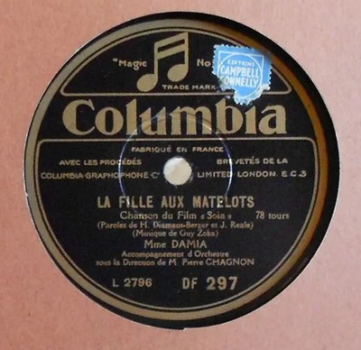 SCHELLACK Damia Tu Ne Sais Pas Aimer... / La Fille Aux Matelots Columbia