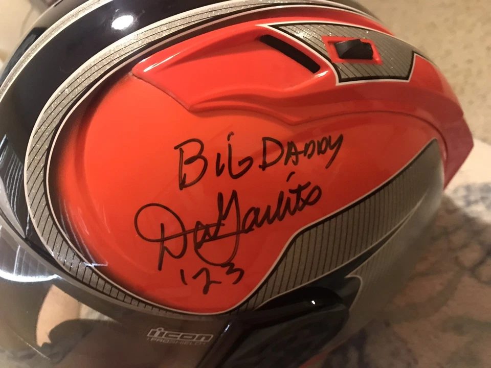 Auténtico casco facial completo Big Daddy Don Garlits firmado a mano autógrafo icono Foto 2 de 4