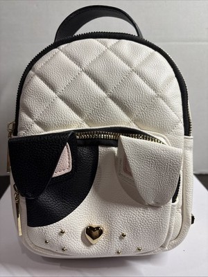 Betsey Johnson Mini Backpack Puppy Dog Face Floral Lining Cute!