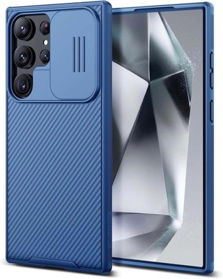 Nillkin Samsung Galaxy S24 Ultra Hülle Blau Kamera Cover und Privacy Shield