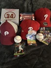 Phillies Autograph Lot 3 Hats 2 Baseballs Signed. London Bus And Halladay Number