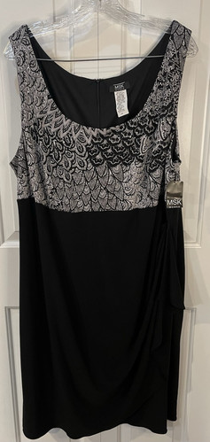 MSK Woman Size 24W Embellished Cocktail Dress Black