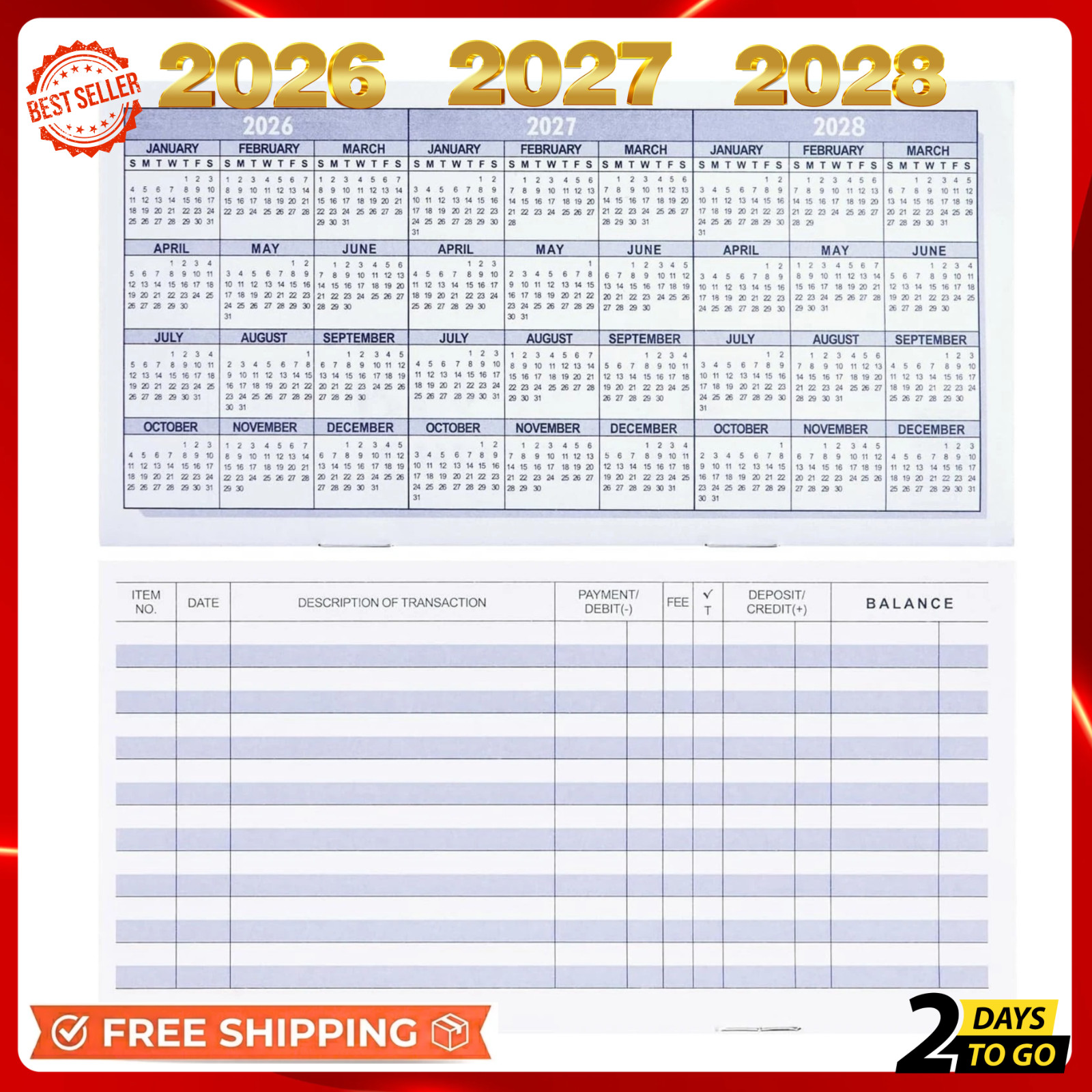 20 Pack Checkbook Register Check Registers for Personal Blank Ledger Transaction