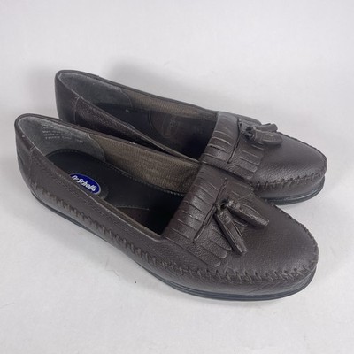 Size 6 - Dr Scholls Women's Brown Leather Tassel Kiltie Loafers Shoes