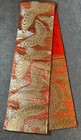 Luxury Japanese Kimono Fabric pure Silk Sash Belt,Orange x Gold Gold Thread  — photo 3