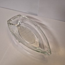 Vintage MCM Clear Glass Row Boat Rowboat 6" Ashtray Marked Made in USA