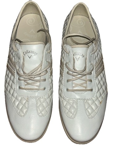 Callaway Womens Golf Shoes Size 7.5 White Leather Quilted Soft Spikes W488-15