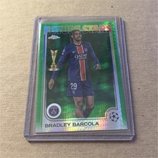 Topps 2024-25 Chrome UEFA Future Stars Bradley Barcola PSG Green Refractor 17/99