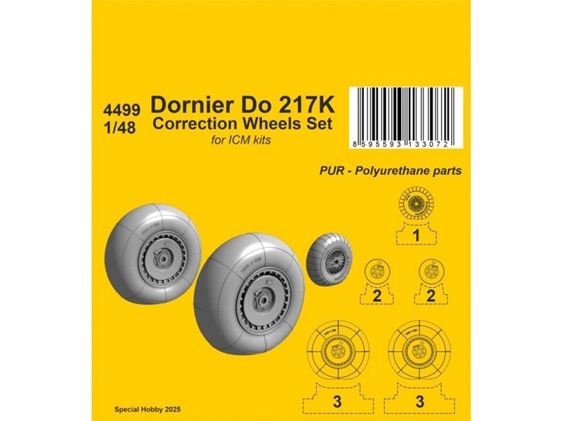 CMK 129-4499 - 1:48 Dornier Do 217 Wheels Correction Set For ICM - New
