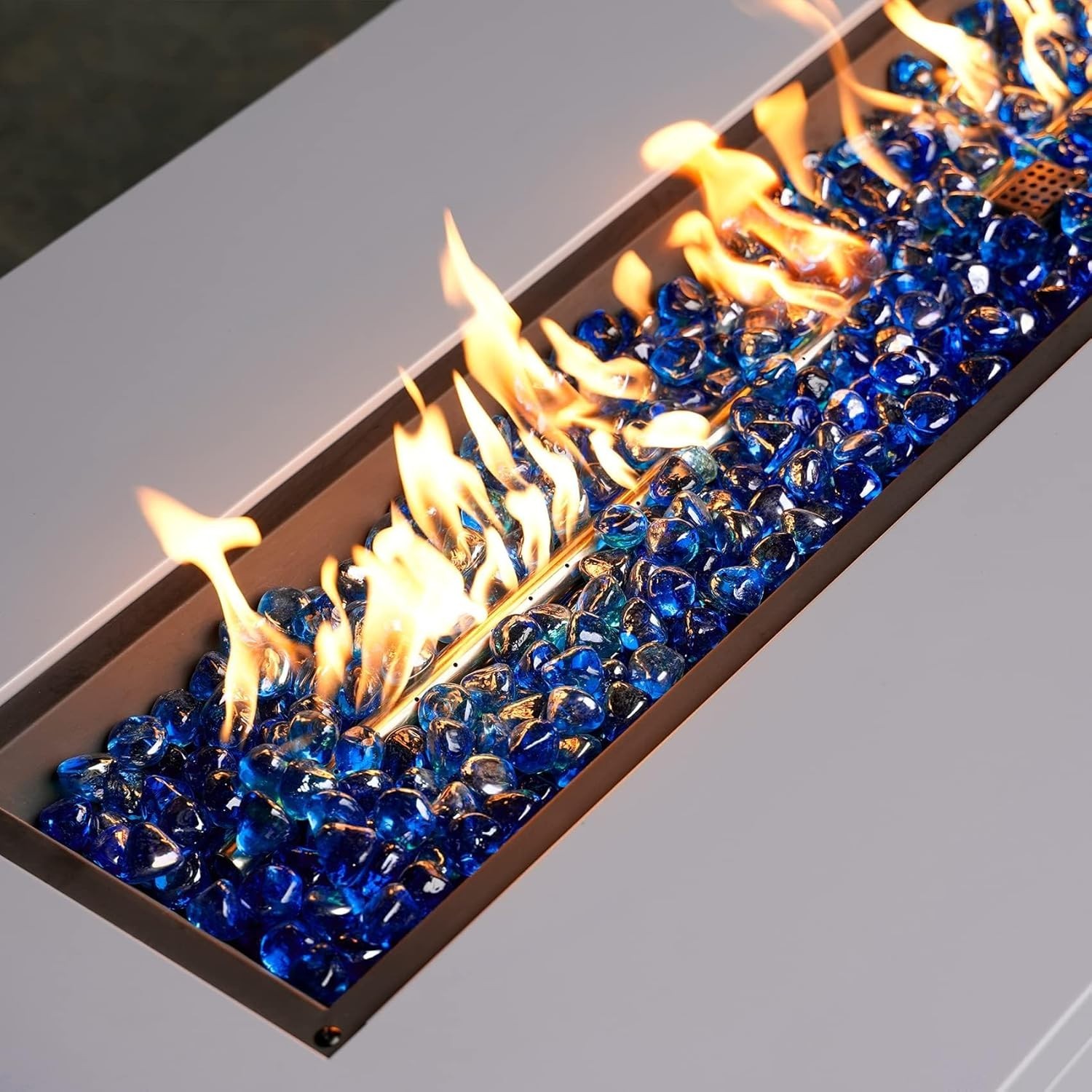 Gorgeous Cobalt Blue Reflective Fire Glass Rocks, 20 lbs - 1 Inch for Fire Pits