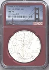 2011(S) SILVER EAGLE STRUCK AT SAN FRANCISCO MINT NGC MS70 BRIDGE LABEL RED CORE