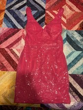 Hot Pink Sequin Sleeveless Short Party Dress