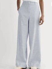 Everlane The Linen Way - High Drape Pant White / Blue Size 14