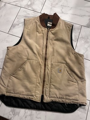 Vintage Carhartt Vest Firm Duck Arctic-Quilt Lined Rib Collar V01 90s Union Made